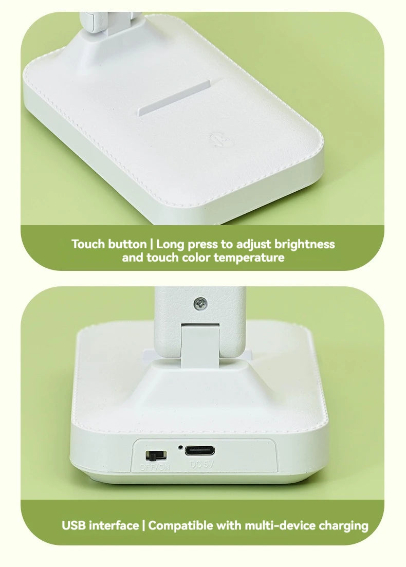 Double-Headed Table Lamp, Dimming, Foldable, Rechargeable and Plug-In Dual-Purpose LED Night Light, College Dormitory Study and