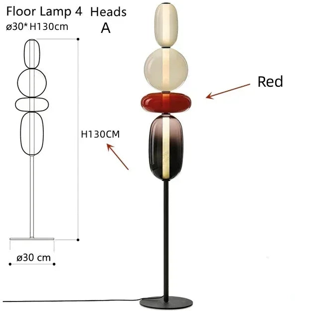 Italian Designer Creative Colored Glass LED Floor Light Living Room Bedroom Study Table Lamps Indoor Lighting Decor Candy Lights