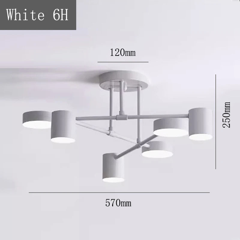 Modern Nordic Pendant Light LED Ceiling Lamp Semi Flush Mount Lamps Industrial Iron Chandeliers Gold/Black/White Home Decor