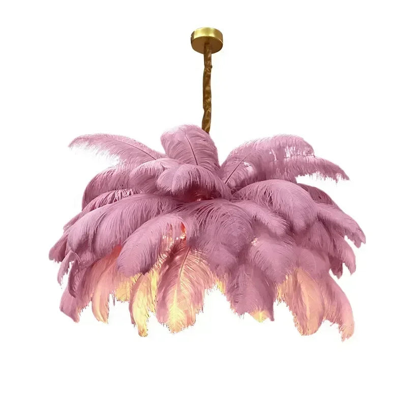 Nordic LED Feather Pendant Lamp Ins Girl Ceiling Chandelier for Living Room Bedroom Minimalist Home Decor Creative Lighting