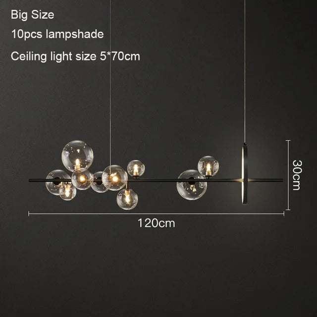 Nordic Pendant Light for Restaurant Bar Modern Simple Luxury Design Long Glass Bubble Strip Middle Sized Creative Lamp