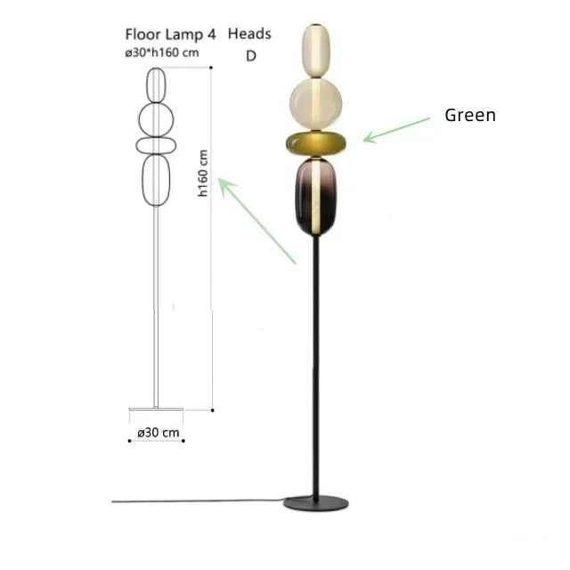 Italian Designer Creative Colored Glass LED Floor Light Living Room Bedroom Study Table Lamps Indoor Lighting Decor Candy Lights