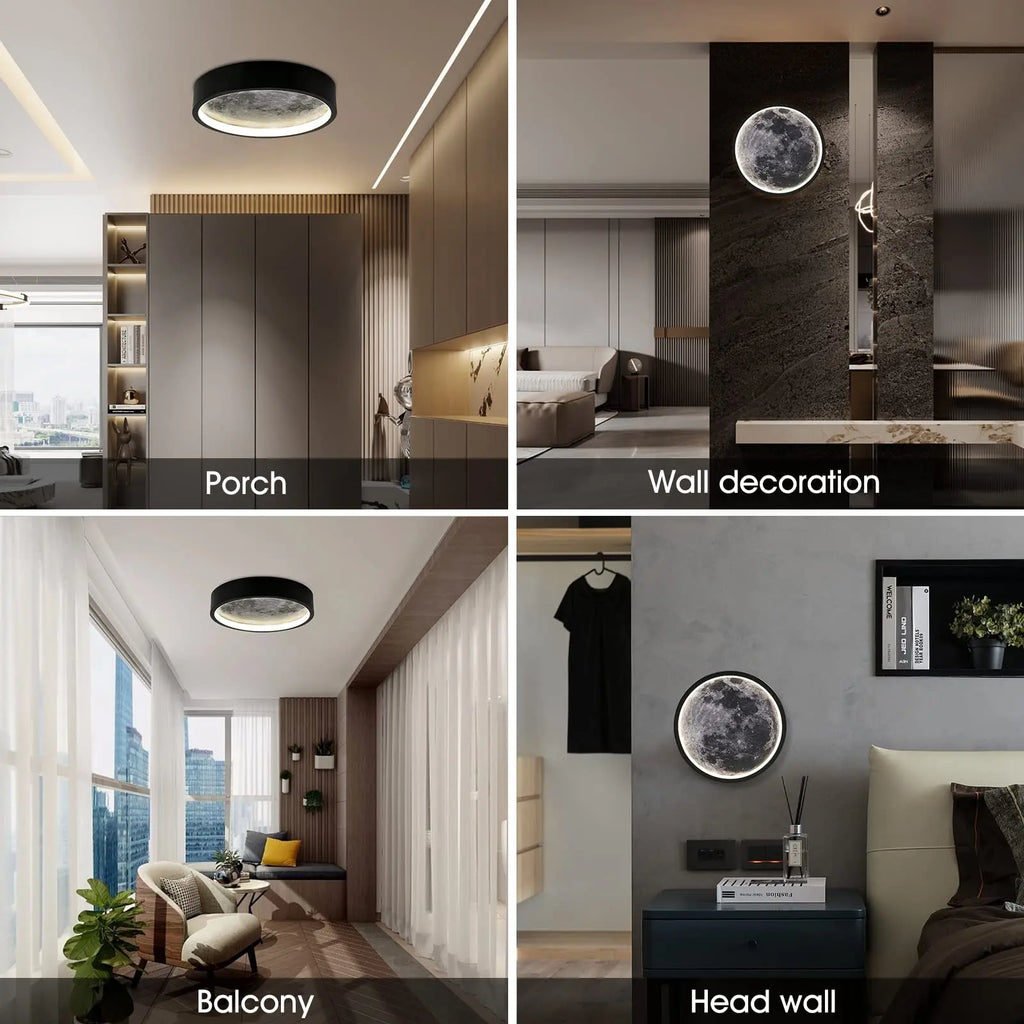 LED Dimmable Flush Mount Ceiling Light Fixture with Remote Control, Moon Wall Lamp Decorative for Bedroom,Hallway and Bedside