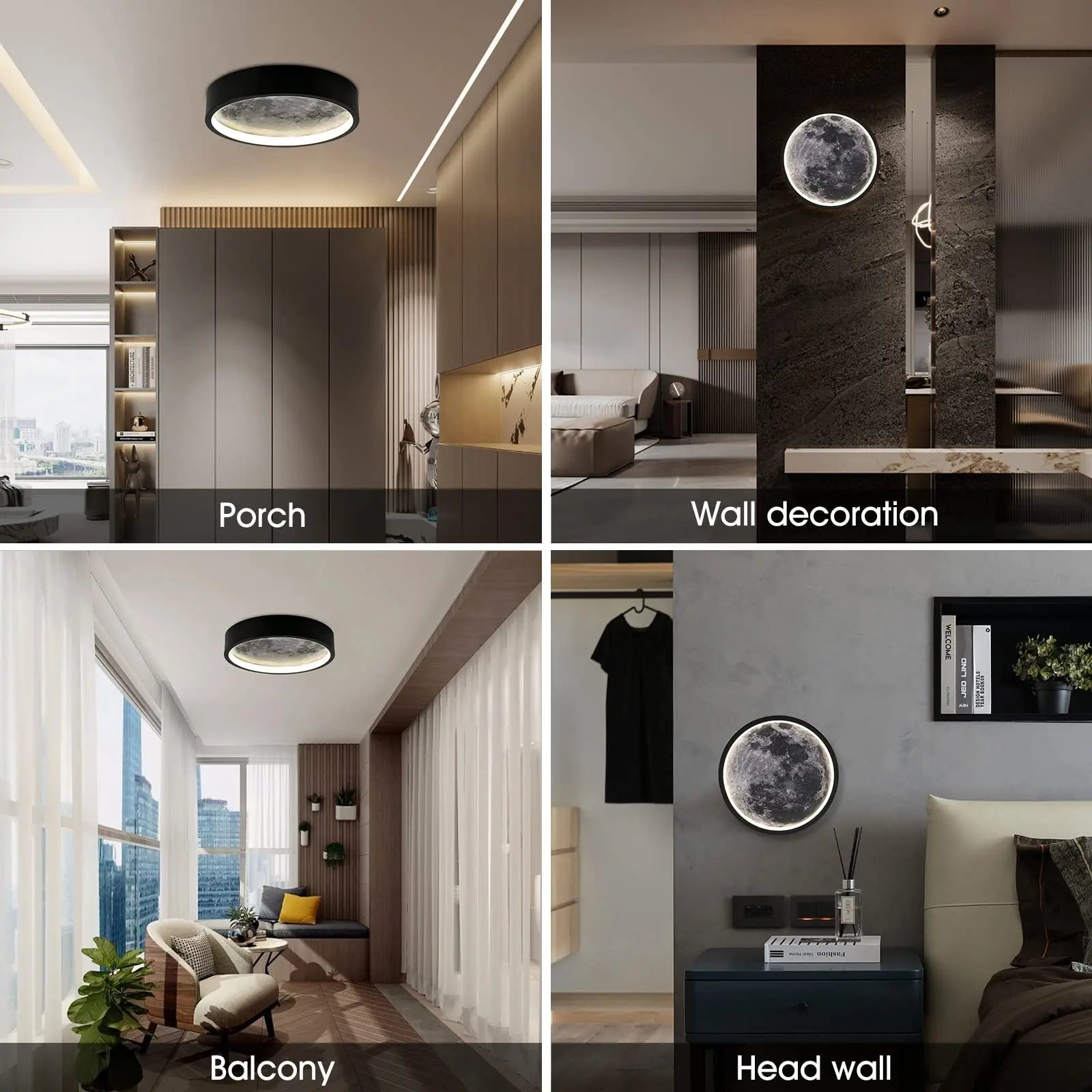 LED Dimmable Flush Mount Ceiling Light Fixture with Remote Control, Moon Wall Lamp Decorative for Bedroom,Hallway and Bedside