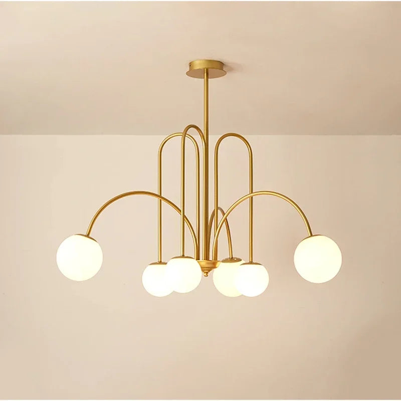 Postmodern Magic Beans Milky Glass Ball Ceiling Chandelier for Kitchen Island Dining Table Living Bar Indoor LED Decor Lighting