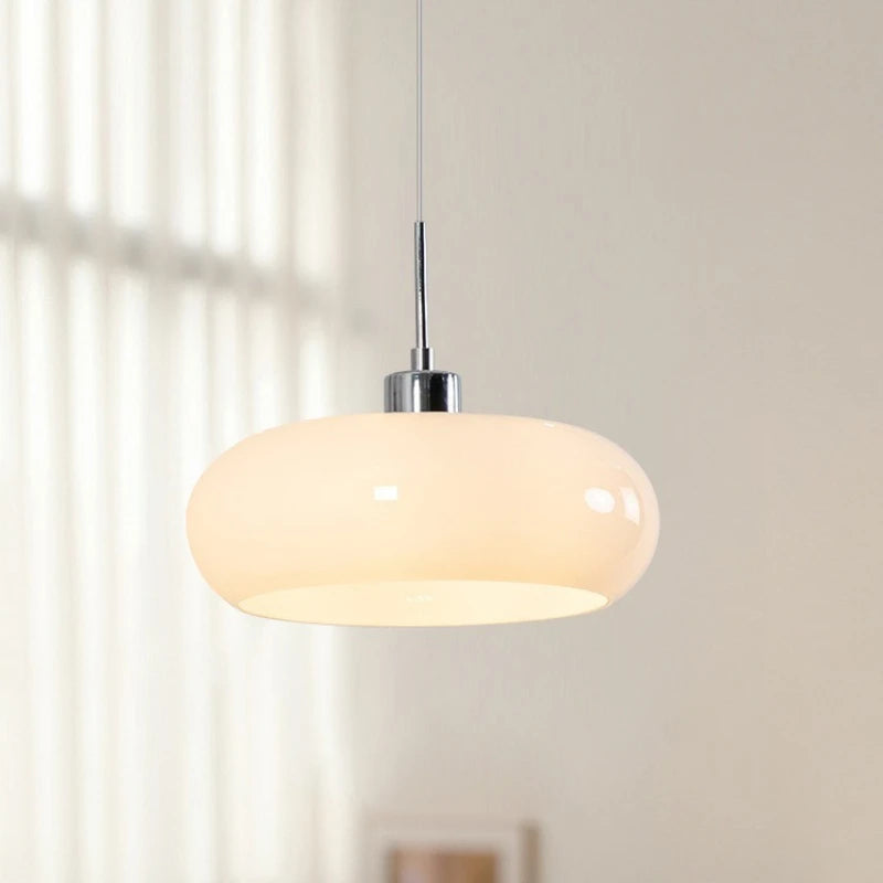 Pendant Light Dining Nordic Vintage Bar Bedroom Guesthouse Mid Century Cream Colored Egg Tart Shaped Restaurant Lamp