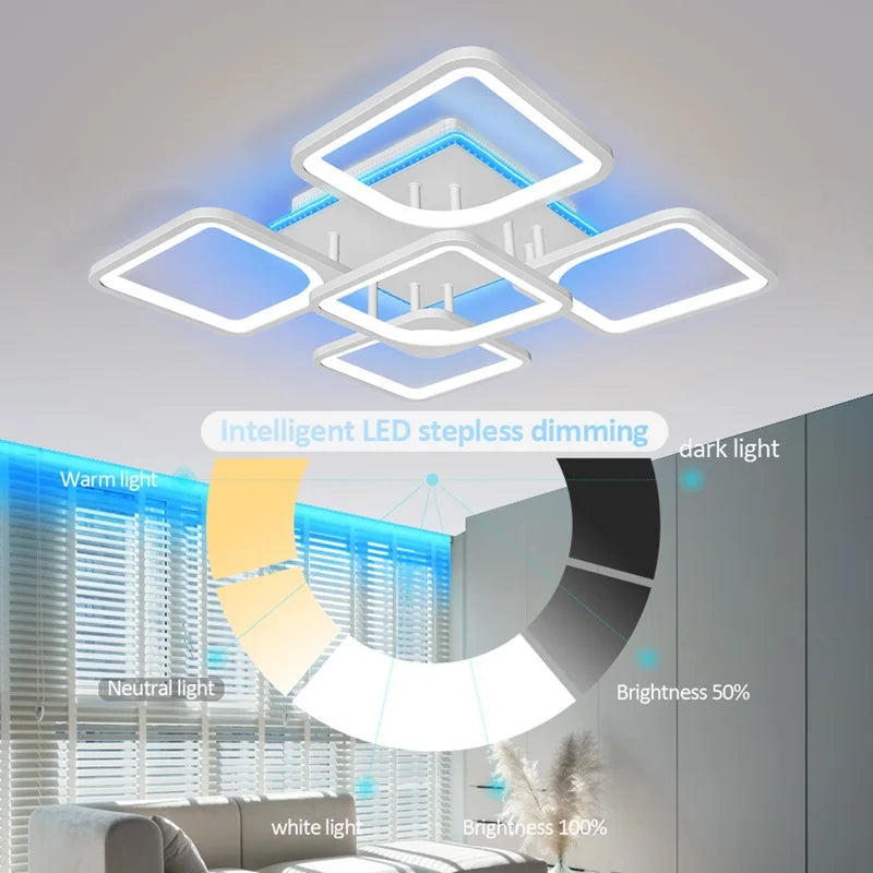 Acrylic Backlight Ceiling Light ModernLED Dimmable Ceiling Lights with Remote Flush Mount Ceiling Light Fixture for Living Room