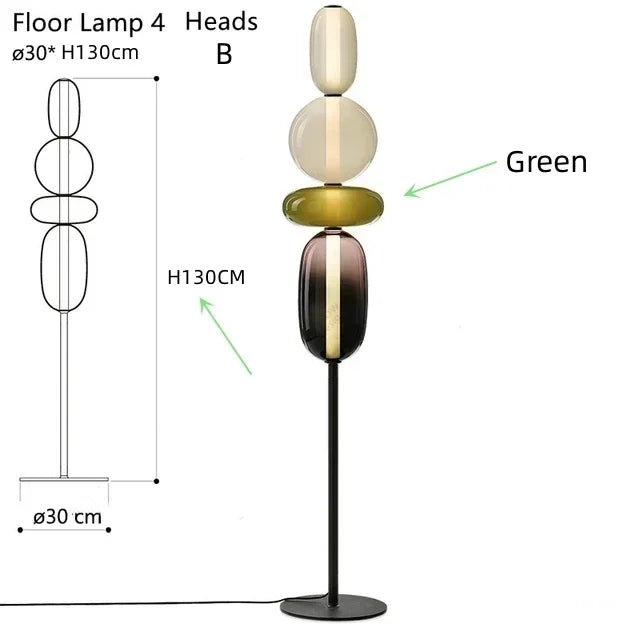 Italian Designer Creative Colored Glass LED Floor Light Living Room Bedroom Study Table Lamps Indoor Lighting Decor Candy Lights