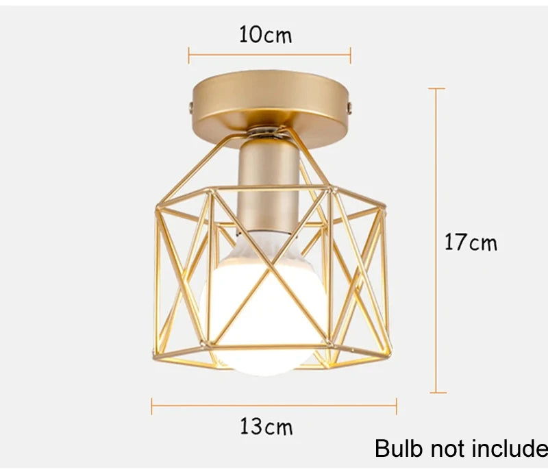 Modern LED Pendant Light Iron Gold Black Minimalist Metal Cage Pendant Lamp Living Room Restaurant Shop Bar Fixture Decoration