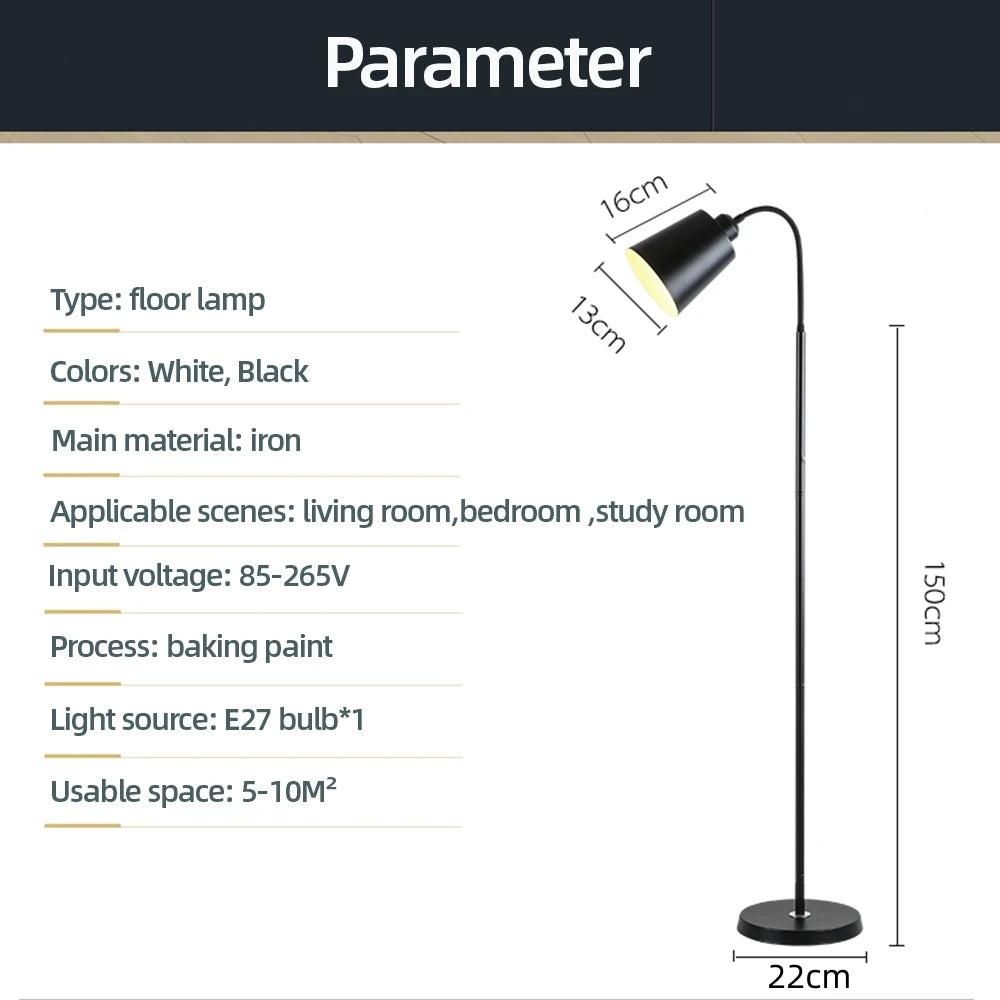 Simple Floor Lamp Modern Changeable Reading Light LED Adjustable Standing Table Lamp for Bedroom Bedside Sofa Decor Lighting