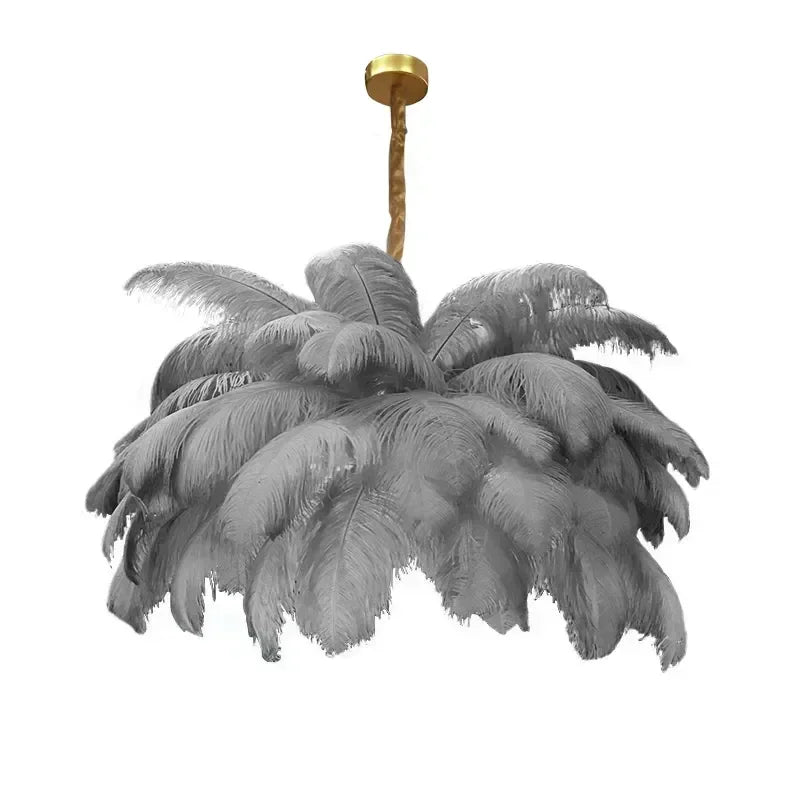 Nordic LED Feather Pendant Lamp Ins Girl Ceiling Chandelier for Living Room Bedroom Minimalist Home Decor Creative Lighting