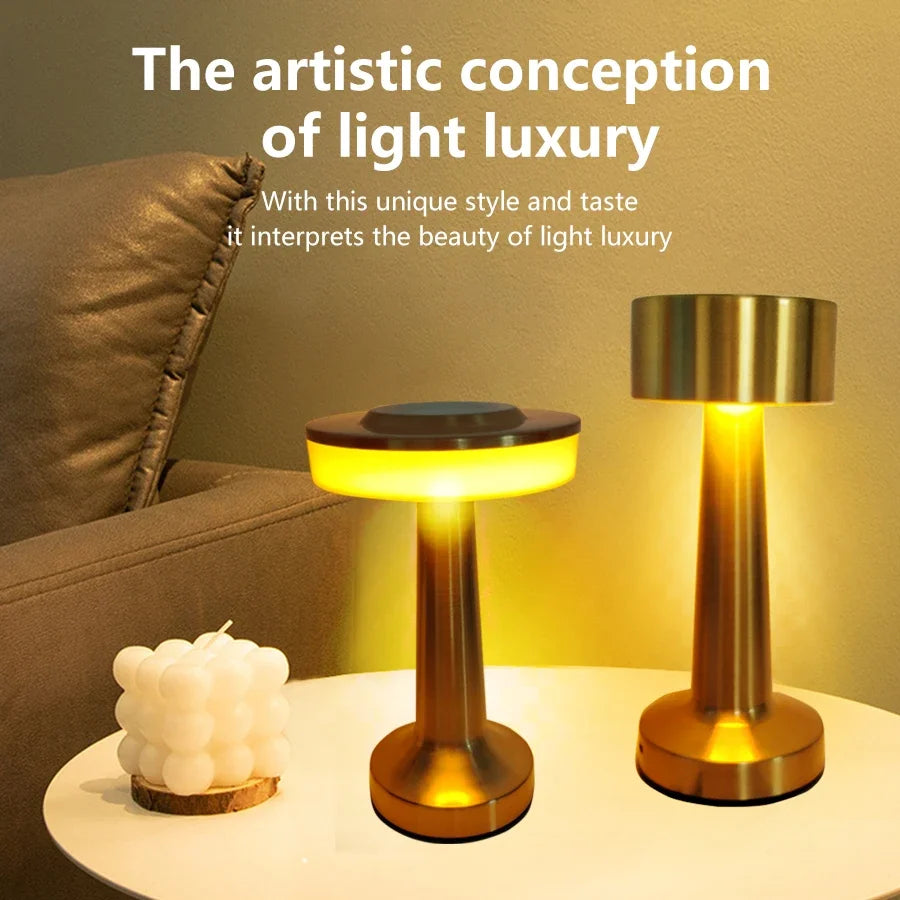 LED Touch Control Table Lamp 3 Color Adjustable Cordless Desk Lamp Rechargeable Night Light for Bedroom Office Restaurant Bar