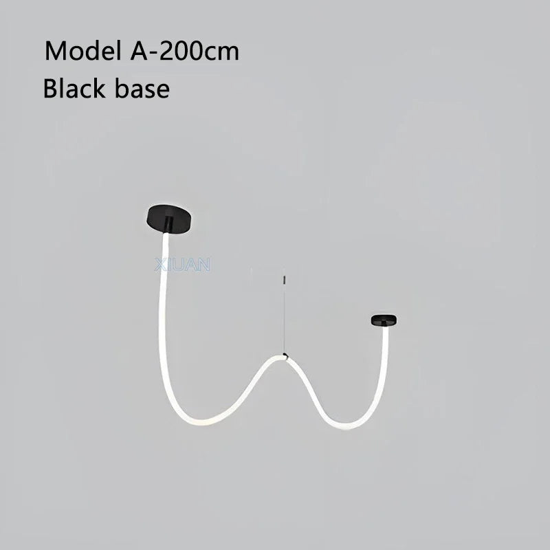 2025 360 Degree Lighting Living Room Pendant Lamp High Loft Line Chandelier Light Silicone Tube Kitchen Dining Table Hanging Lam