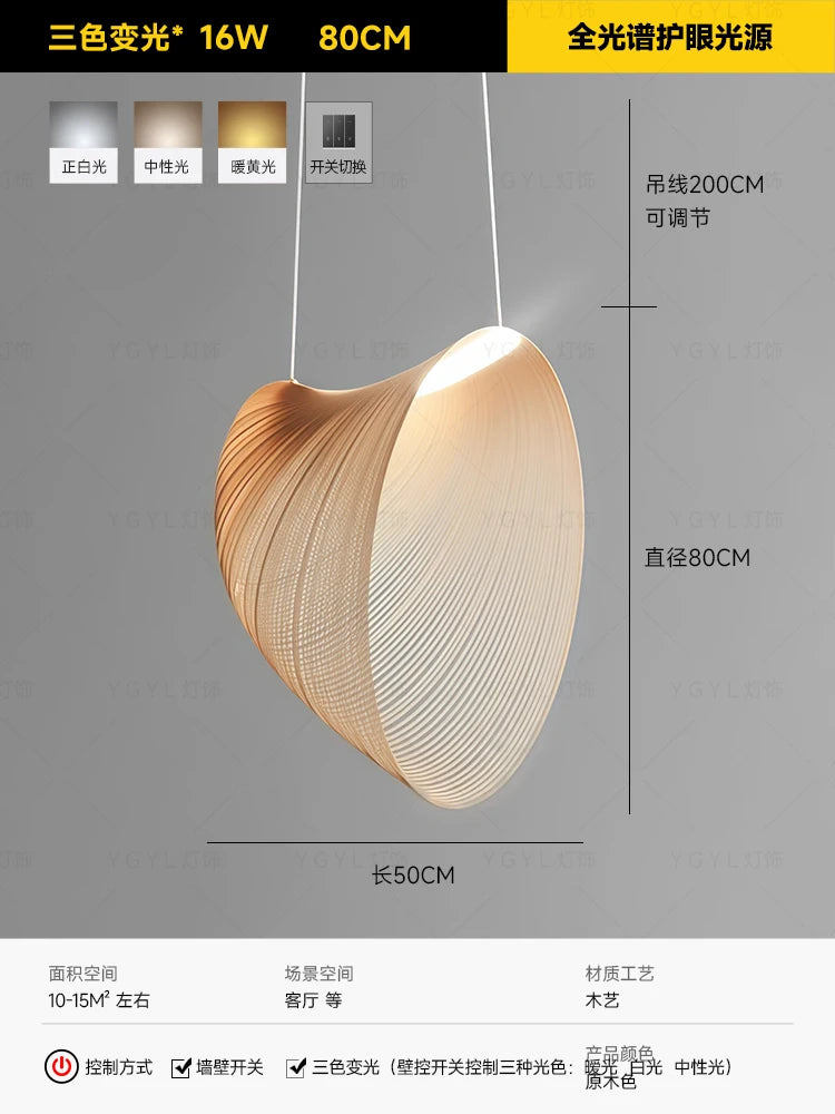 Pendant lights Modern Italian Design Pendant Light for Dining Room Living Room Rustic Wood Ceiling Lamp Vintage Wabi Sabi Style