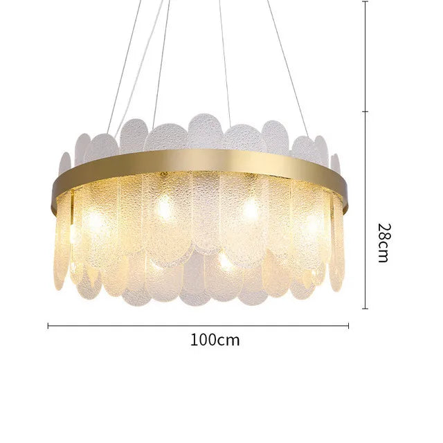 Luxury crystal glass chandelier Modern gold ring pendant lamps Hotel Lobby Villa Atmospheric living dining room bedroom lighting