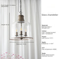 American Retro Led Pendant Light Transparent Glass Home Decoration Living Room Bedroom Island Table Three Color Light Fixture