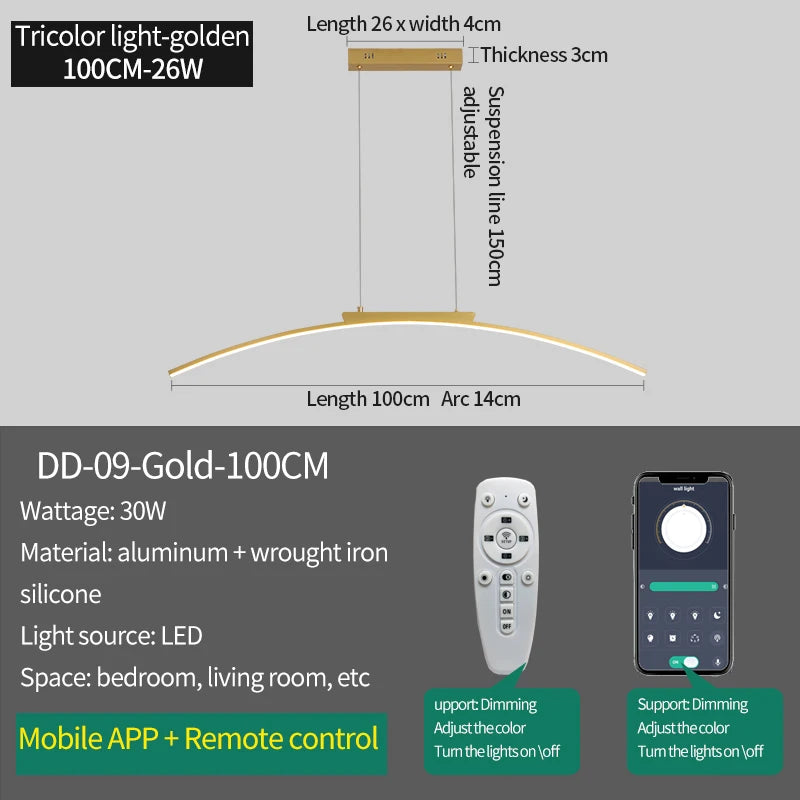 Modern LED Pendant Light Minimalist Bedroom Decor Bedside Background Pendant Lighting Dimming Chandeliers for Dining Room