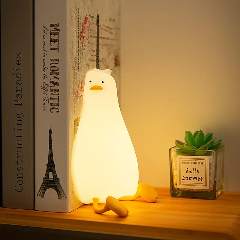LED Children Night Light Rechargeable Silicone Squishy Duck Lamp Child Holiday Gift Sleeping Creative Bedroom Desktop Decor Lamp