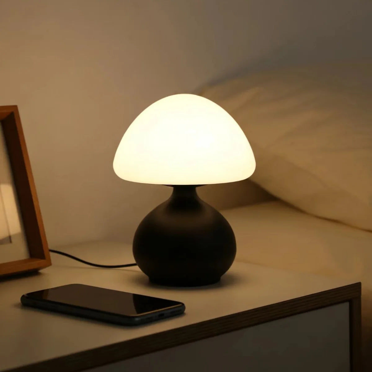 Modern minimalist mushroom table lamp with three color switching and infinite dimming for home decoration atmosphere table lamp