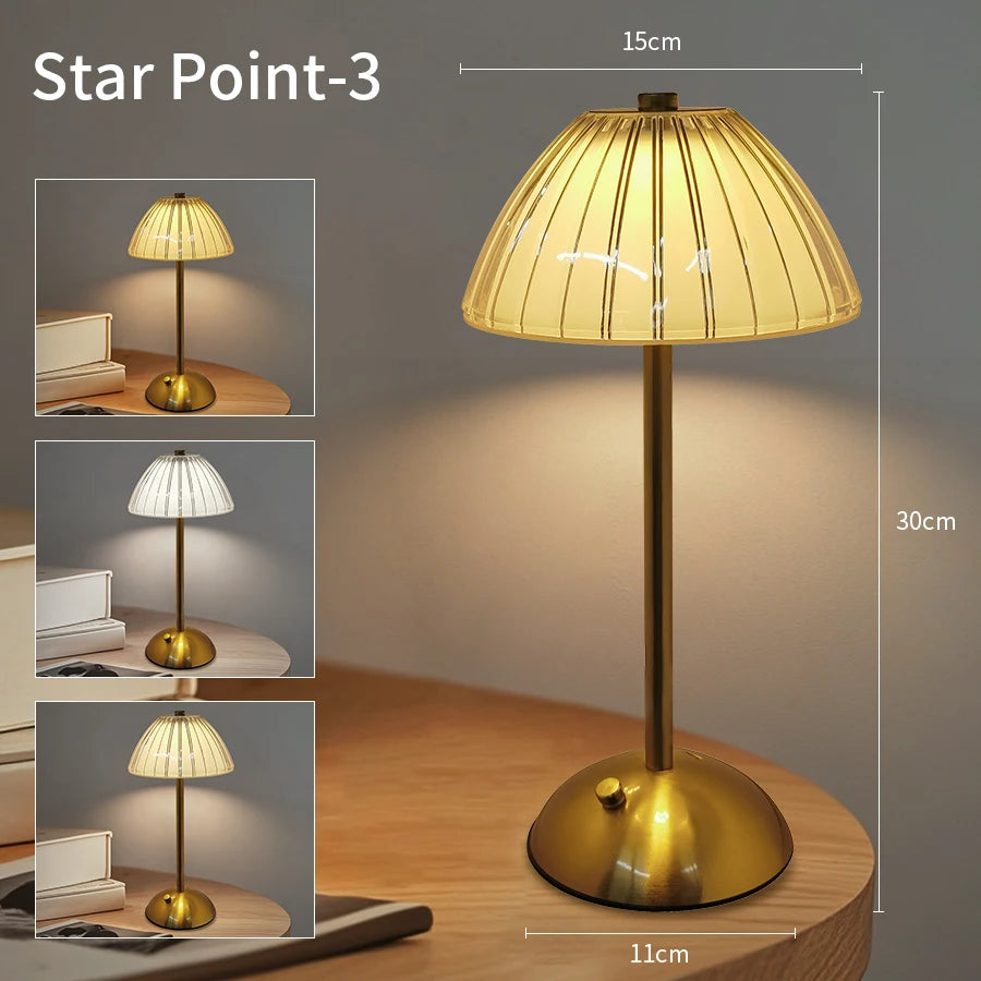 Table Lamp LED Touch Sensor  Dimmable Desktop Night Light Rechargeable Wireless Reading Lamp for Hotel Bar Bedroom Decor Light