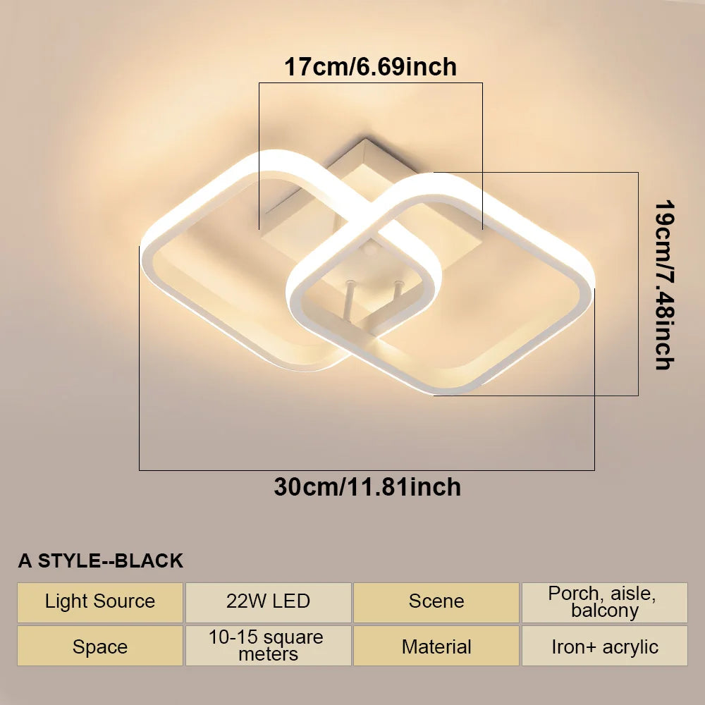 Modern LED Ceiling Light Fixtures Square Flush Mount Lamp for Living Room Dining Room Bedroom Kitchen Energy Efficient Lighting