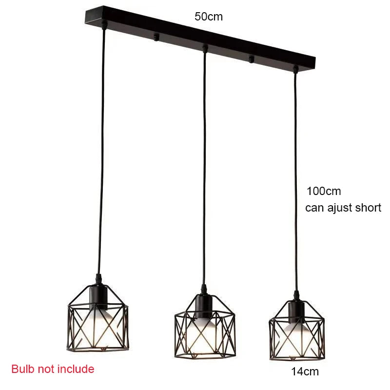 Modern LED Pendant Light Iron Gold Black Minimalist Metal Cage Pendant Lamp Living Room Restaurant Shop Bar Fixture Decoration