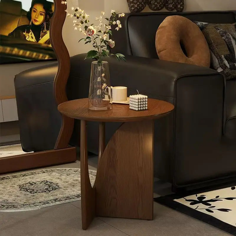 Versatile Solid Wood Edge Retro Geometric Sofa Coffee Corner Table Reasonable Height Apartment Household Creative Round Tables