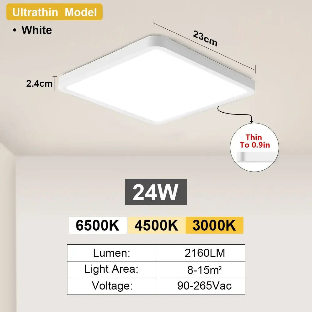 Ultrathin LED Ceiling Light Flush Mount Slim Lighting Fixture 24W 36W Bright Square Led Ceiling Lamp for Bedroom Hallway Kitchen