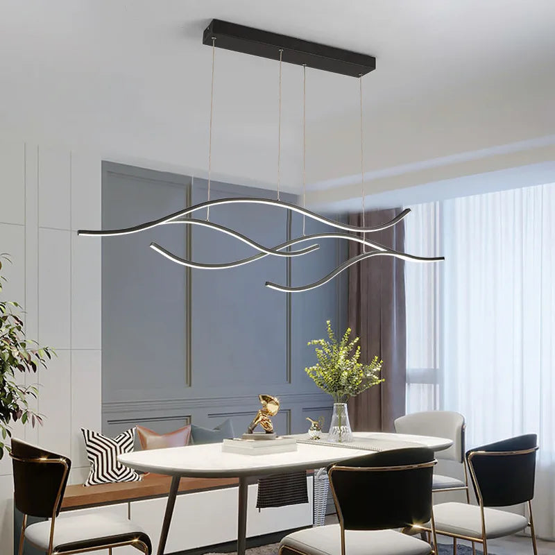 Modern Minimalist Led Chandelier Creative Personality Dining Room Bar Pendant Light Lighting Kitchen Hanging Lamp Lustre Fixture