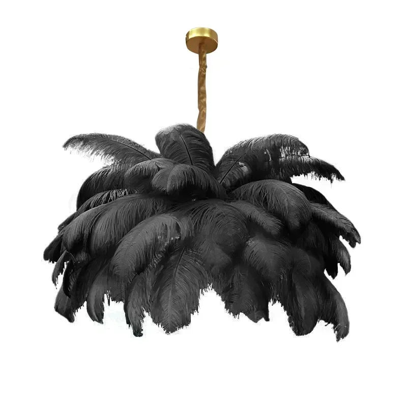 Nordic LED Feather Pendant Lamp Ins Girl Ceiling Chandelier for Living Room Bedroom Minimalist Home Decor Creative Lighting
