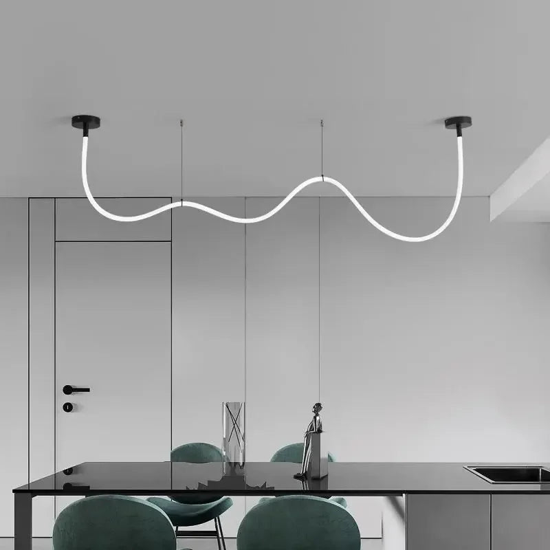 2025 360 Degree Lighting Living Room Pendant Lamp High Loft Line Chandelier Light Silicone Tube Kitchen Dining Table Hanging Lam