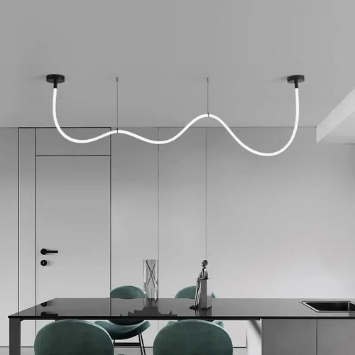2025 360 Degree Lighting Living Room Pendant Lamp High Loft Line Chandelier Light Silicone Tube Kitchen Dining Table Hanging Lam