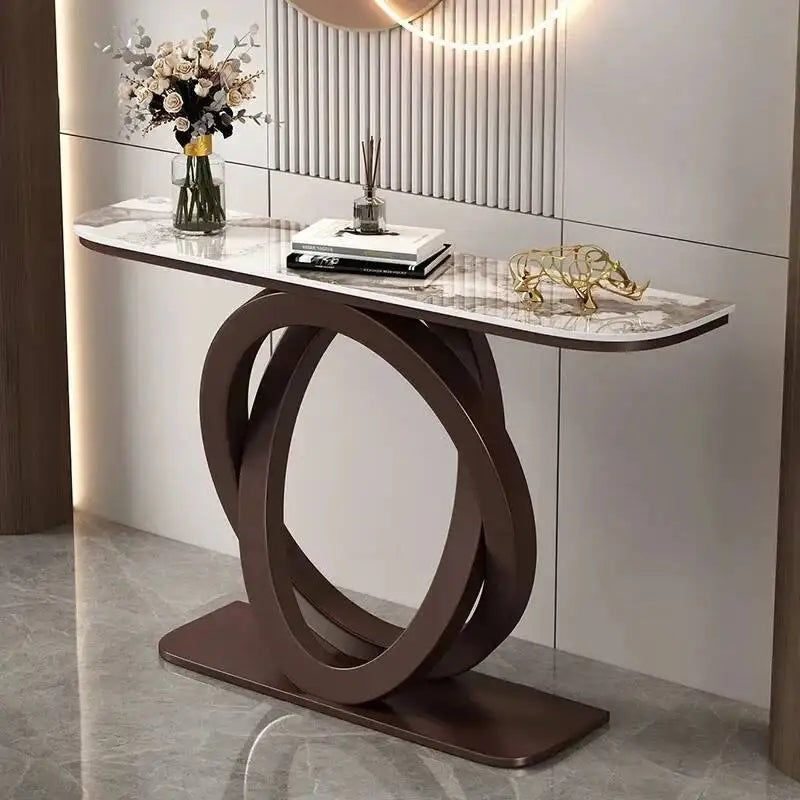 Luxury tablet computer console table, Italian semi-circular iron entrance cabinet table, home furniture creative corridor end