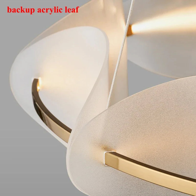 Modern Acrylic Leaf Led Chandeliers Lighting Living Dining Room Decor Pendant Lamp Home Bedroom Kitchen Hanging Lights Luminaire