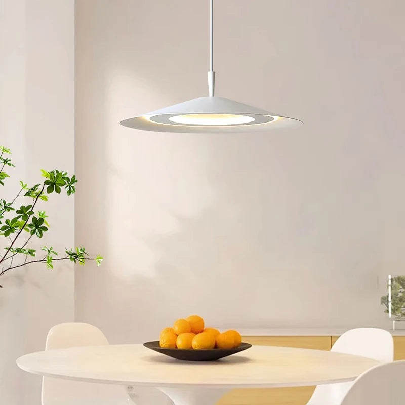 Modern Dimmable LED Pendant Light White Black Metal Minimalist Kitchen Bar Restaurant Dining Room Lamp Wire Adjustable