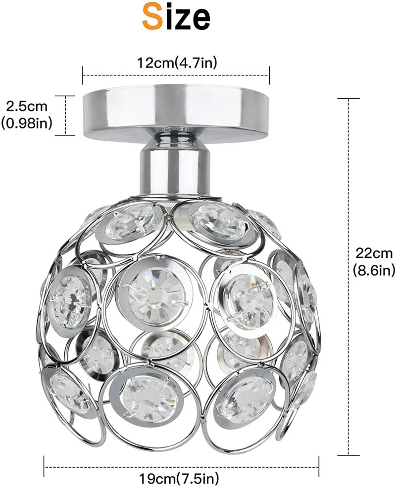 Modern Pendant Lighting Ceiling Lamp For Hallway Mini E27 Chandelier Crystal Semi Flush Mount Lamp Corridor Fixture Lustre Decor