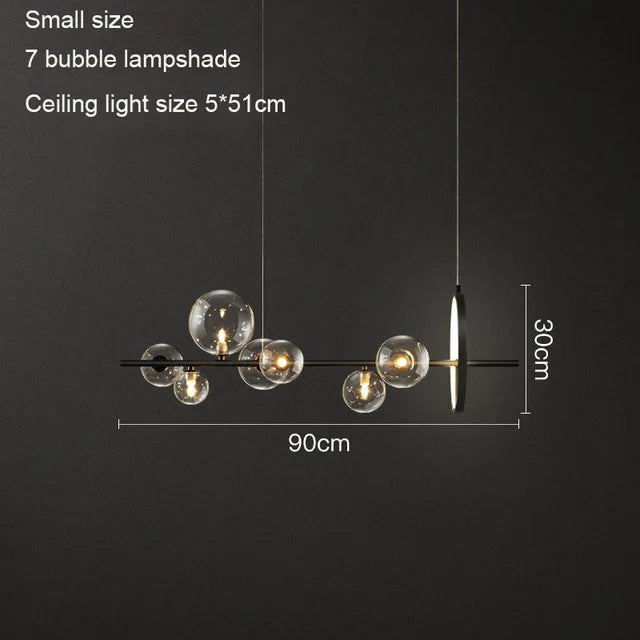 Nordic Pendant Light for Restaurant Bar Modern Simple Luxury Design Long Glass Bubble Strip Middle Sized Creative Lamp