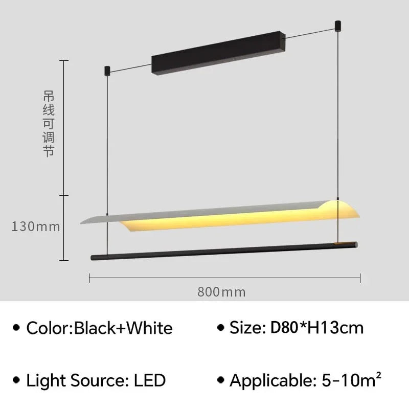 Long pendant lights LED minimalist hanging light Lamina Eaves Tile Lampshade For Office Restaurant Kitchen Island Light Fixture