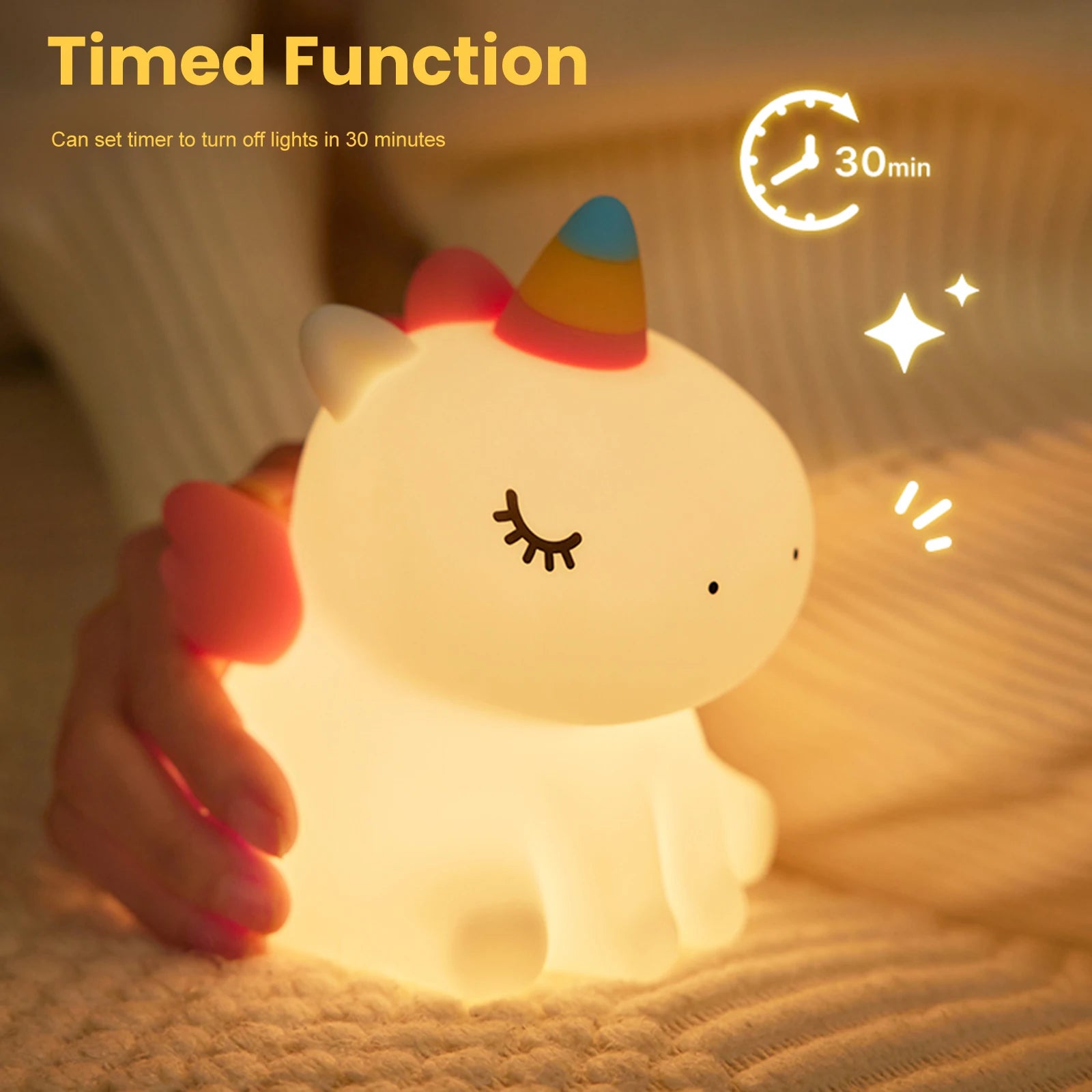 Cute Unicorn Night Light for Kids Silicone Nursery Night Light Dimmable LED Squishy Unicorn Lamp Rechargeable Bedside Lamp
