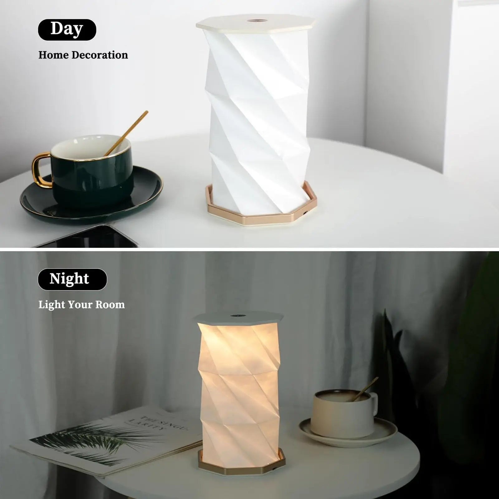 Outdoor Portable Folding Table Lamp Dimmable Paper Lantern for Camping Traveling Tent Night Light Emergency Home Bedroom Decor
