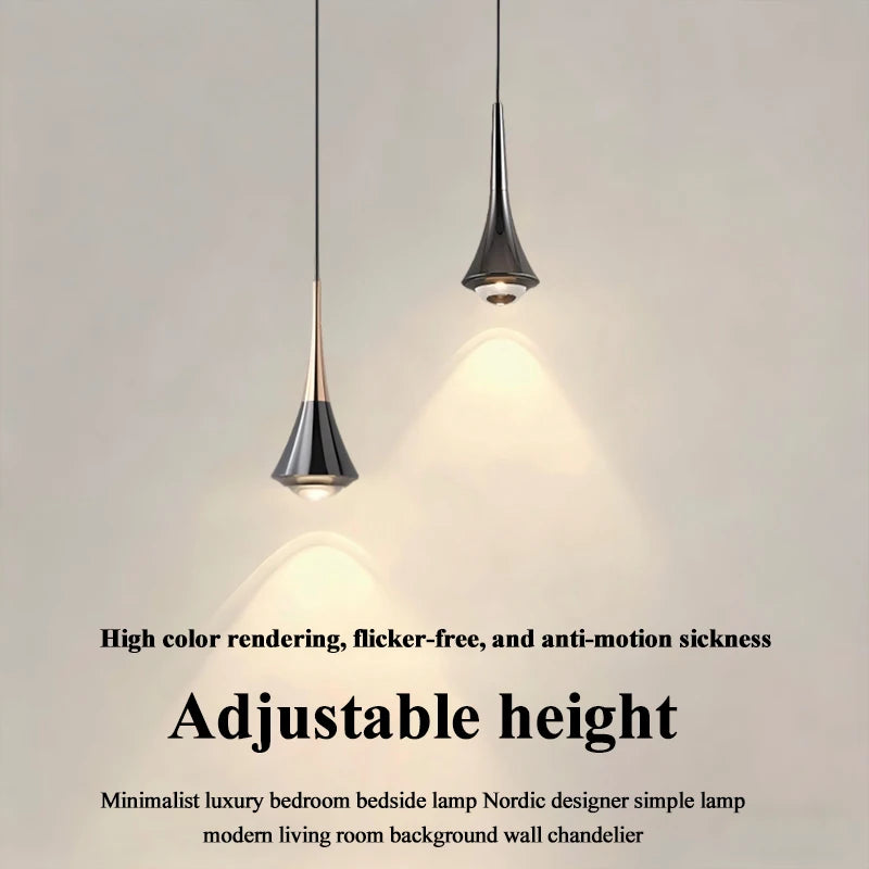 LED Pendant Lights 3 Light Colors 6W Chandelier Modern Home Adjustable Height Hanging Line Light Bedroom Bedside Bar Restaurant