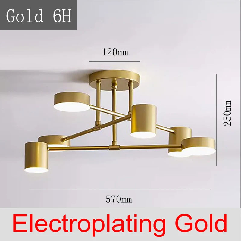 Modern Nordic Pendant Light LED Ceiling Lamp Semi Flush Mount Lamps Industrial Iron Chandeliers Gold/Black/White Home Decor