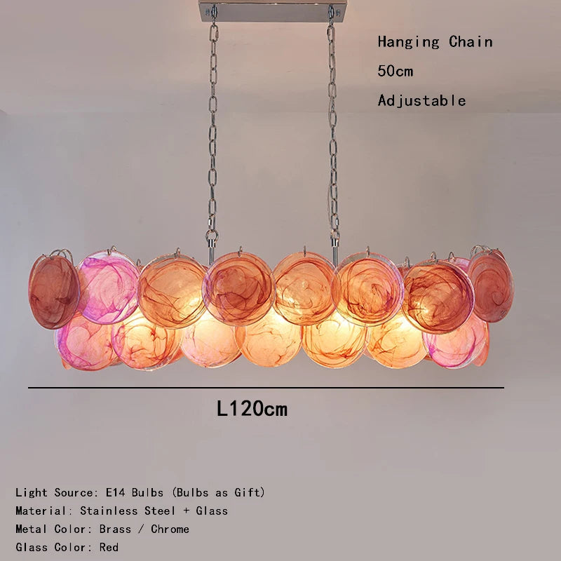 Vintage Lighting Fixture Italy Designer Red Glass Chandeliers LED Hanging Lamp for Ceiling Room Decor Lustre Cottage