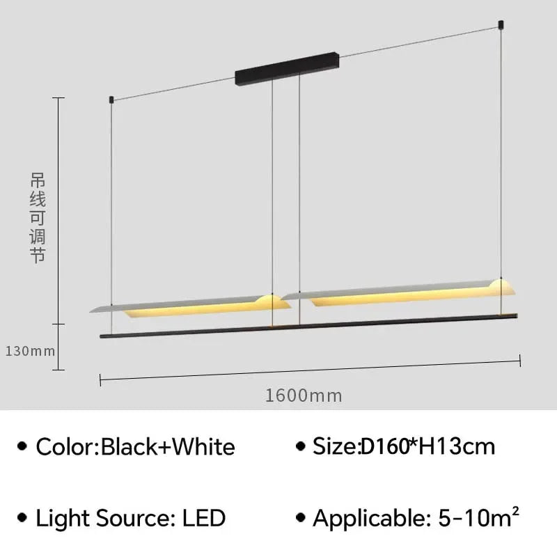 Long pendant lights LED minimalist hanging light Lamina Eaves Tile Lampshade For Office Restaurant Kitchen Island Light Fixture