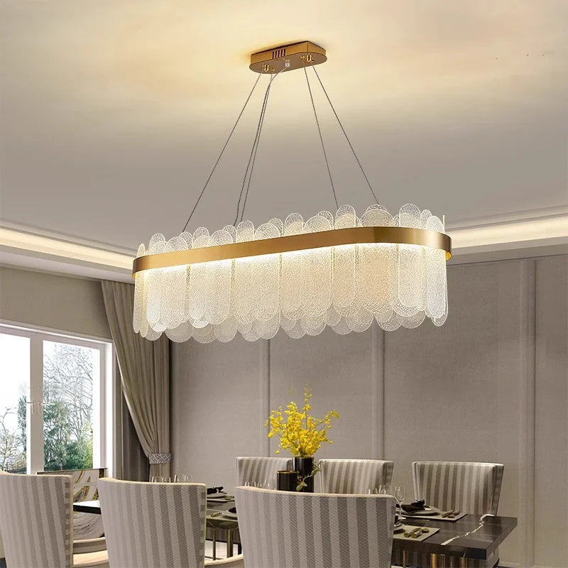 Luxury crystal glass chandelier Modern gold ring pendant lamps Hotel Lobby Villa Atmospheric living dining room bedroom lighting