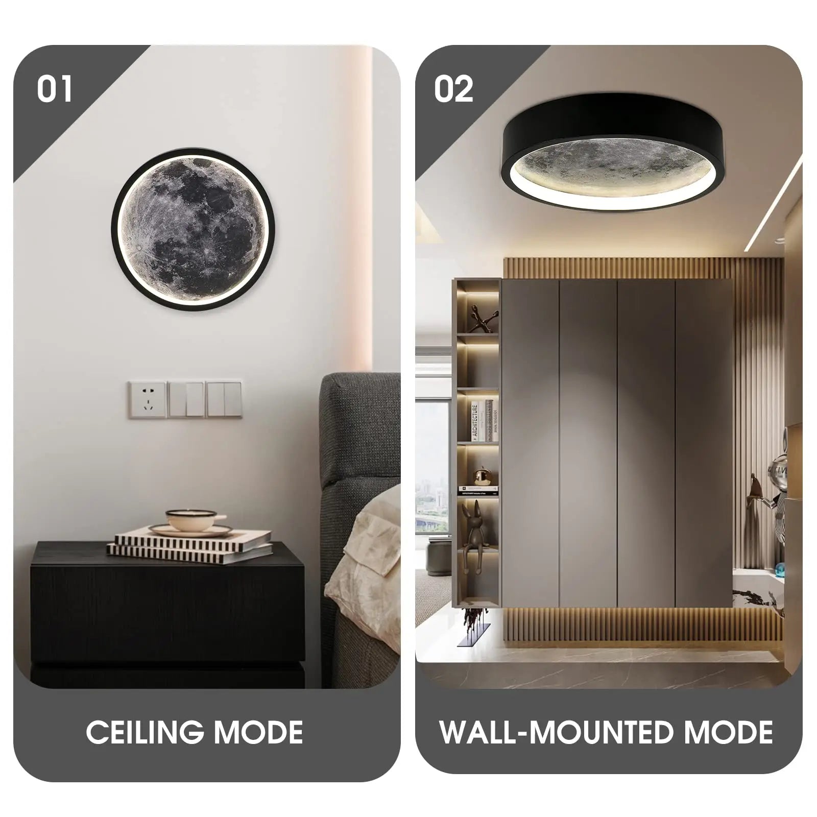LED Dimmable Flush Mount Ceiling Light Fixture with Remote Control, Moon Wall Lamp Decorative for Bedroom,Hallway and Bedside
