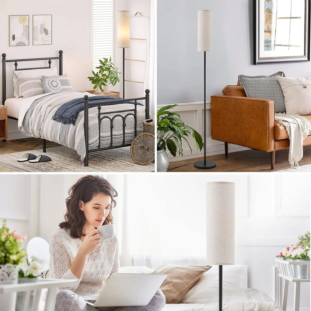 Floor Lamp for Living Room Modern Standing Lamps with Lampshade Lamp with Foot Switch for Living Room Bedroom Kids Room Office