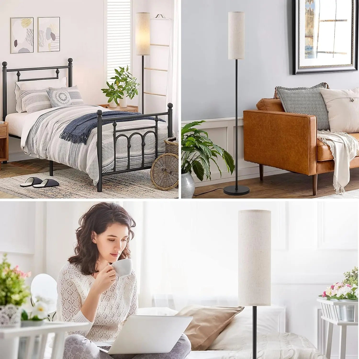 Floor Lamp for Living Room Modern Standing Lamps with Lampshade Lamp with Foot Switch for Living Room Bedroom Kids Room Office
