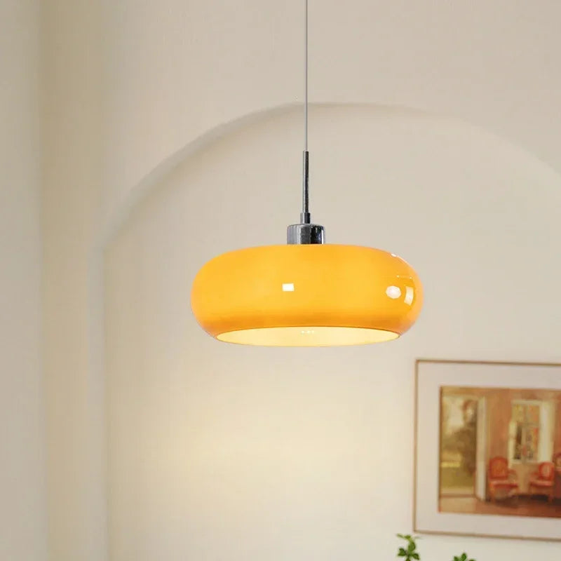 Pendant Light Dining Nordic Vintage Bar Bedroom Guesthouse Mid Century Cream Colored Egg Tart Shaped Restaurant Lamp
