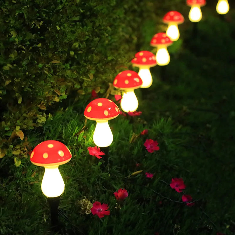 8/12/20LED Solar Landscape Ground Lights Cute RED Mushroom Lawn Lamp Wedding Holiday Courtyard Christmas Outdoor Garden Decorati